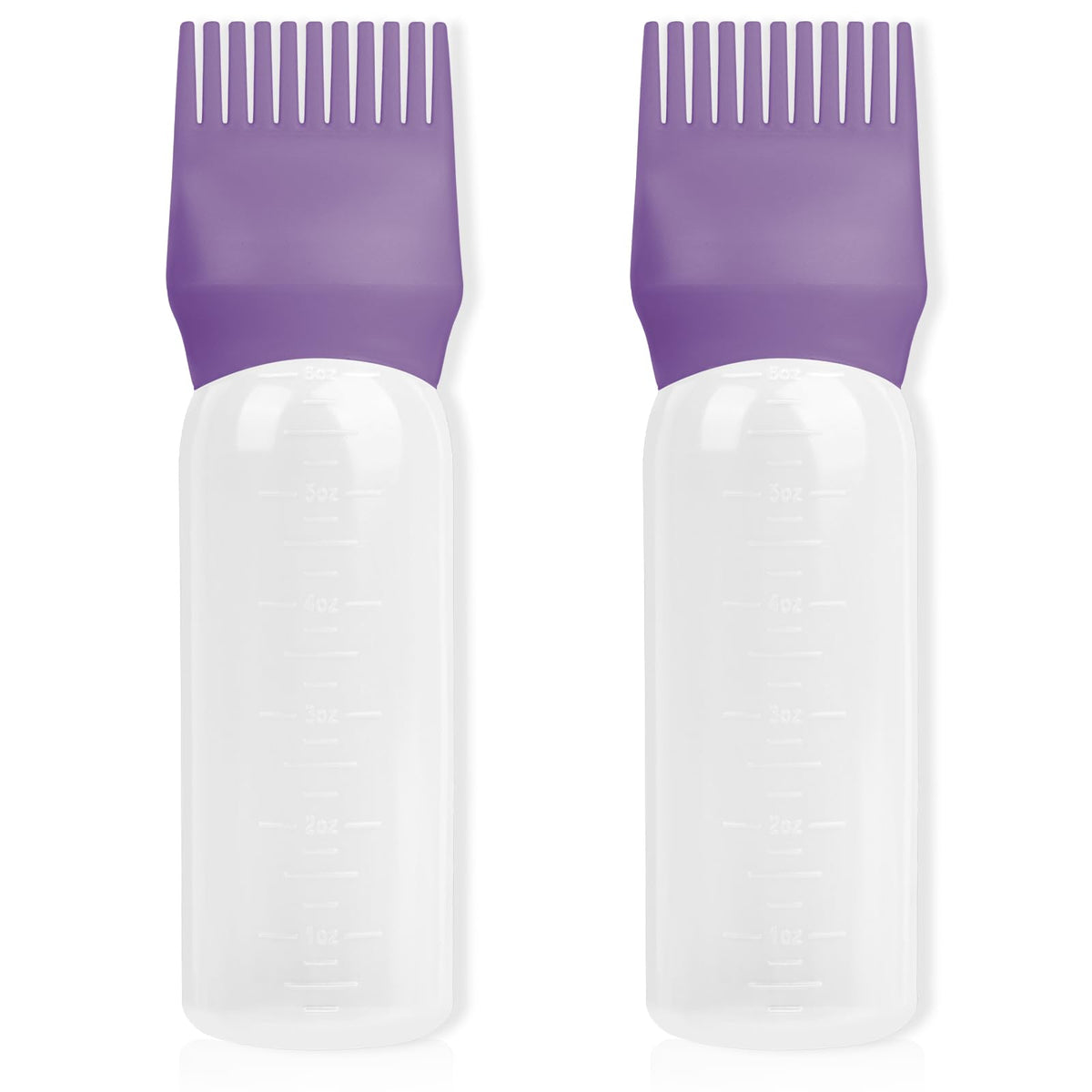 BLAAROOM Root Comb Bottle - 6 Ounce Hair Oil Dispenser, 4 Pack Hair Dye Applicator Tools With Root Comb Brush For Oiling - Dark Pink