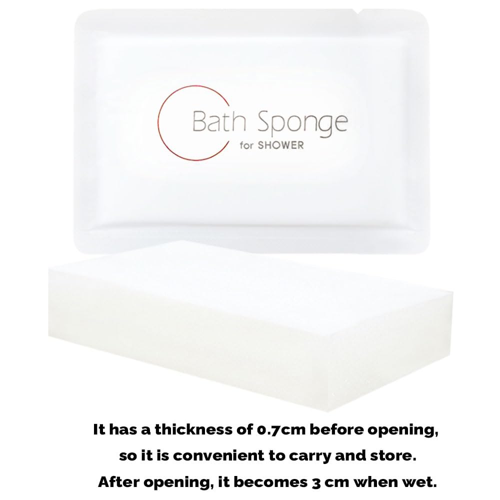 WoW.Clean Disposable Bath Shower Sponge 1 Dozen-12 Counts . Easy to Carry, Clean Shower Supplies for Travel or Camping, White