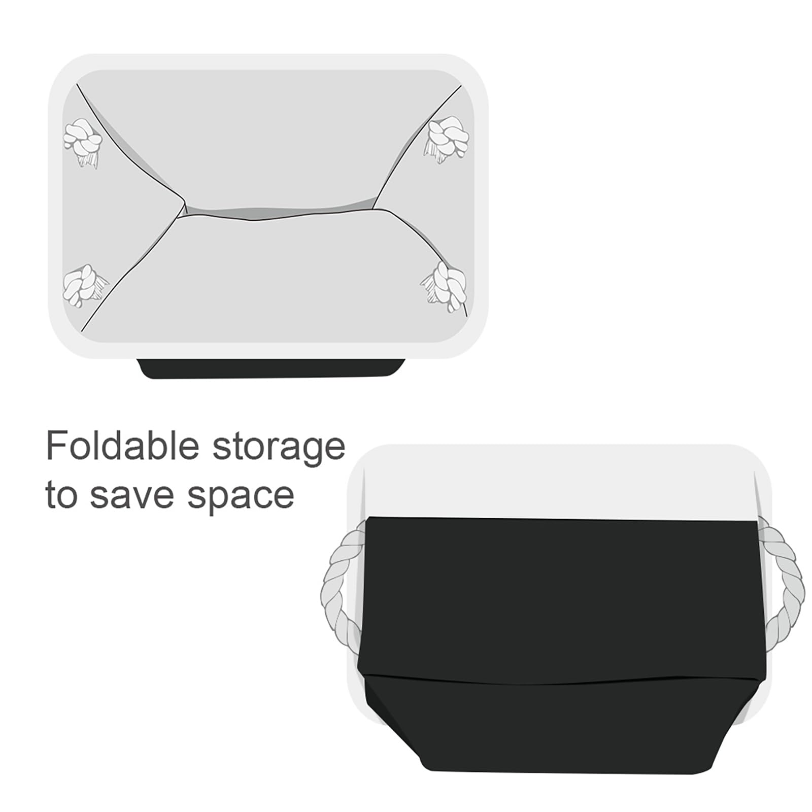 TheWarmHome Storage Basket for Organizing - Large 3 Pack 15.7x11.8x8.3 inch Collapsible Storage Bin for Shelves with Handles Laundry Cube Toy Closet Nursery (Whiet & Black)