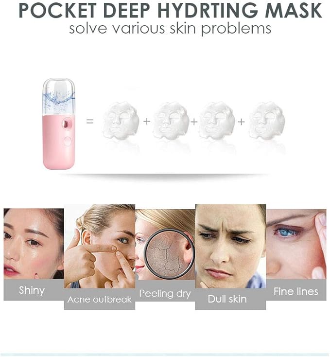 GIVERARE 2 Pack Nano Facial Steamer, Handy Mini Mister, USB Rechargeable Mist Sprayer, 30ml Visual Water Tank Moisturizing&Hydrating for Face, Skin Care, Eyelash Extensions-Pink