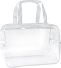 TotePrint Large Clear Transparent Gift Pouch Wash Travel Makeup Cosmetic Bag with Handle for Travel Bathroom Toiletry Organizer (Clear)