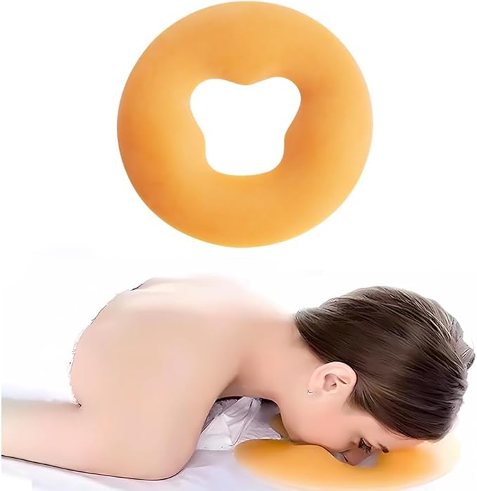 OULIGET Silicone Face Massage Pillow,SPA Beauty Face Relax Headrest,Salon Skin Care Soft Overlay Travel Head Support,Yellow
