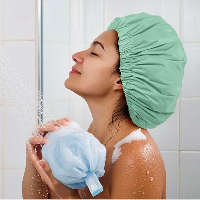 Edoneery Reusable Shower Caps for Women, Waterproof Long Hair Bonnet