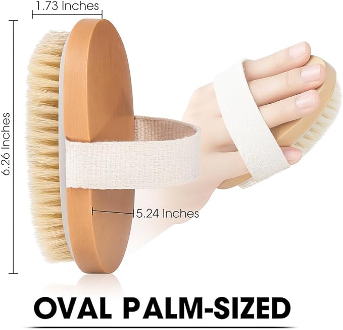 OPAZ Dry Body Brush 2 Pack, Natural Boar Bristle Exfoliating Brush