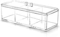 KW Collection Square Acrylic Cotton Ball Pads Gauze Swab Holder Organizer Q-tip Dispenser Storage Canister Bathroom Container Flossers Box Case (9.3x3.7x3 in, 1 Tier, 3 Partitions, Transparent)
