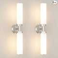 Brushed Nickel Wall Sconces Set of 2, Modern Bathroom Vanity Lights for Mirror, Wall Light Fixtures with Milk Glass for Bathroom, Bedroom, Hallway, E26 Base, Bulbs Required, 22.05 Inch