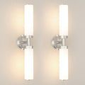 OIYIO Brushed Nickel Wall Sconces Set of 2, Modern Bathroom Vanity Lights for Mirror, Wall Light Fixtures with Milk Glass for Bathroom, Bedroom, Hallway, E26 Base, Bulbs Required, 22.05 Inch
