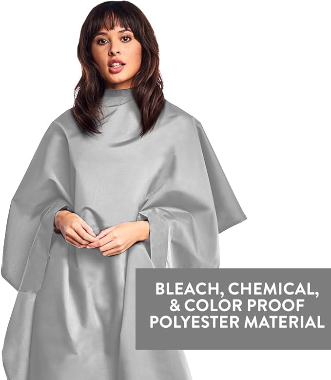 Betty Dain Hands-Free All-Purpose Bleach Proof Cape, 45" W x 58" L, Chemical, Color, Waterproof Polyester, Anti-static Nano Material, Machine Washable, Slate Grey