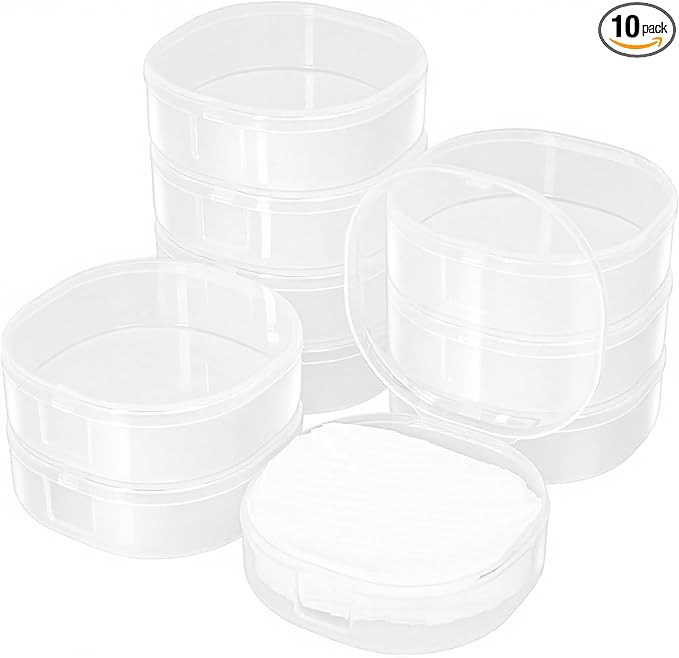 Bxhlxzz 10-Pack Cotton Round Holder Travel Case, Portable Cotton Pad Holder with Snap Lids, Compact Toner Pad Travel Case for Makeup Remover Pads, Skincare Organizer for Purse, Gym, Bathroom