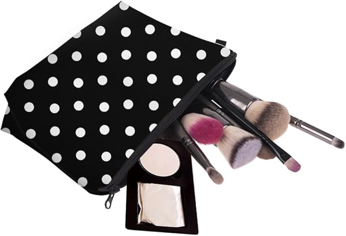 Loomifang Small Makeup Bag Cosmetic Bag for Women, Pretty Design Organizer Case with Zipper Closure, Lightweight and Water-Resistant Make Up Bag - 8.65"x 5.35" x 7.08"（Polka Dot）