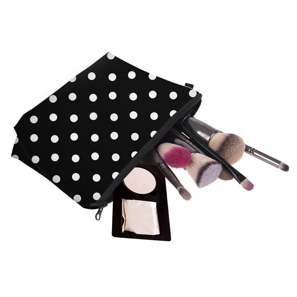 Loomifang Small Makeup Bag Cosmetic Bag for Women, Pretty Design Organizer Case with Zipper Closure, Lightweight and Water-Resistant Make Up Bag - 8.65"x 5.35" x 7.08"（Polka Dot）