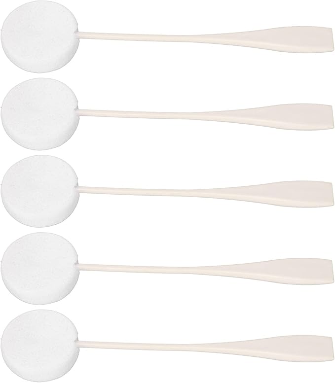 Long Handled Powder Puff, Body Lotion Applicator Water Absorption 5pcs Soft PVA Tight Skin Comfortable Hold for Home Use(White)