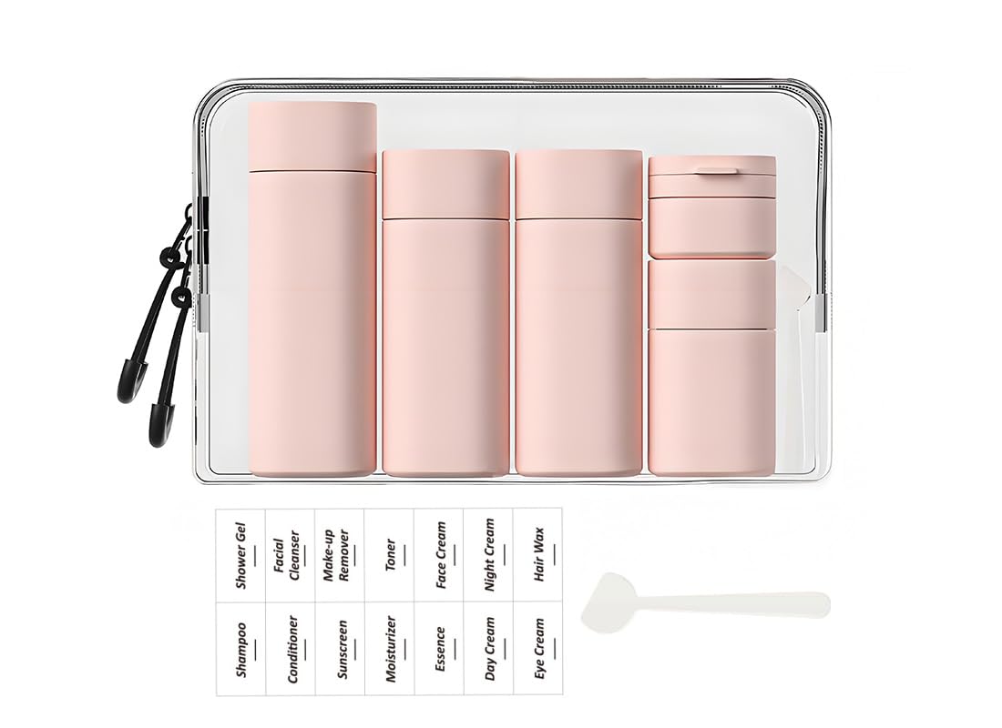 Sprigold 5 Pack Brief and Fashion Travel Bottles TSA Approved, BPA Free Travel Size Travel Containers Refillable Squeeze Bottles for Cosmetic Shampoo Cream Conditioner Lotion Soap… (Nordic mint green)