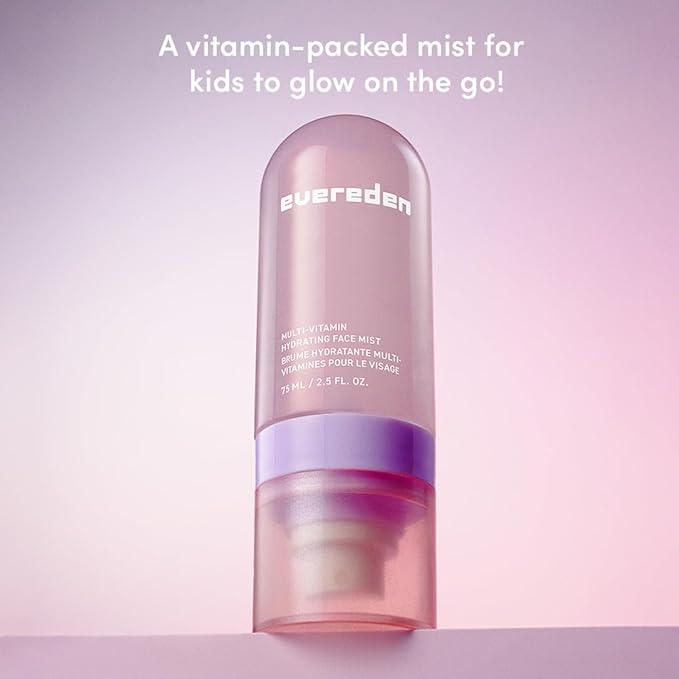 Evereden Kids Multi-Vitamin Hydrating Face Mist | Nourishing Face Spray, Preppy Skincare Essential for Ages 6+ | Clean Formula Safe for Sensitive Skin | Multi-Vitamin Complex, Peach & Mango Juice