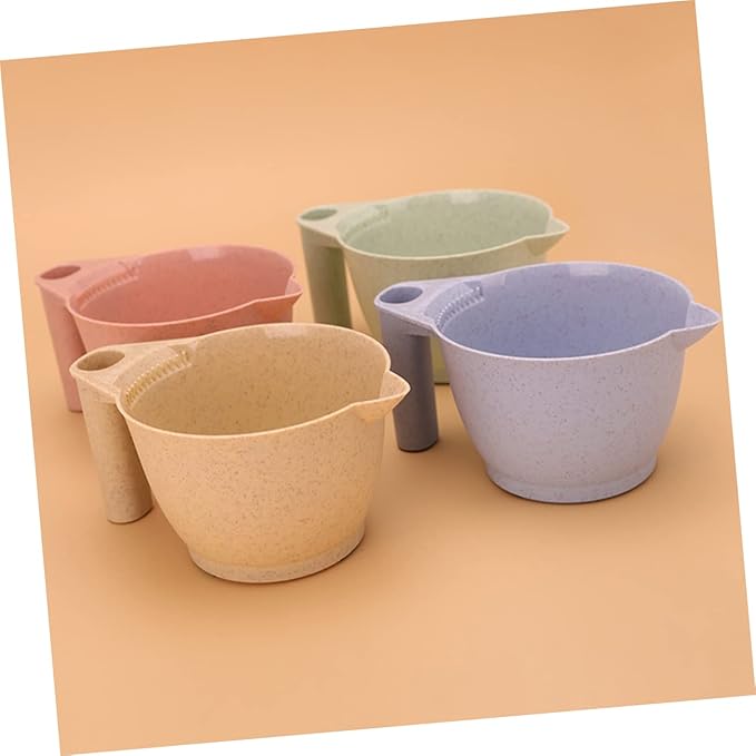 minkissy Hair Dye Bowl Set of 4 Portable Tint Bowl for Hair Salon Ergonomic Handle Color Mixing Bowls for Diy Coloring Highlighting Easy Rinse 6.69 X 3.54 X 6.29 in