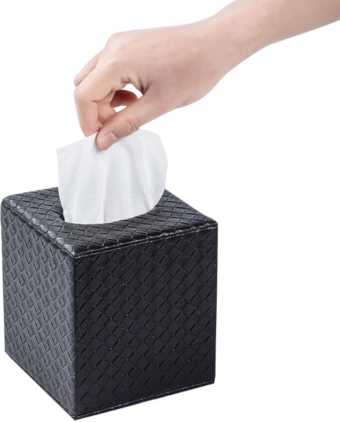 Black Tissue Box Cover, Square, Tissue Box Holders for Bathroom Accessories