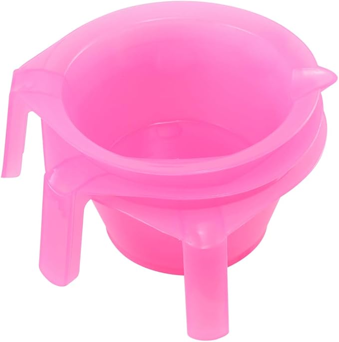 KALLORY 3PCS Hair Dye Bowl, Plastic Hair Color Mixing Bowls with Handle, Color Mixing Bowls for Professional Hairstylist, Stackable DIY Hair Coloring Mixing Tool for Salon Hairdressing (Pink)