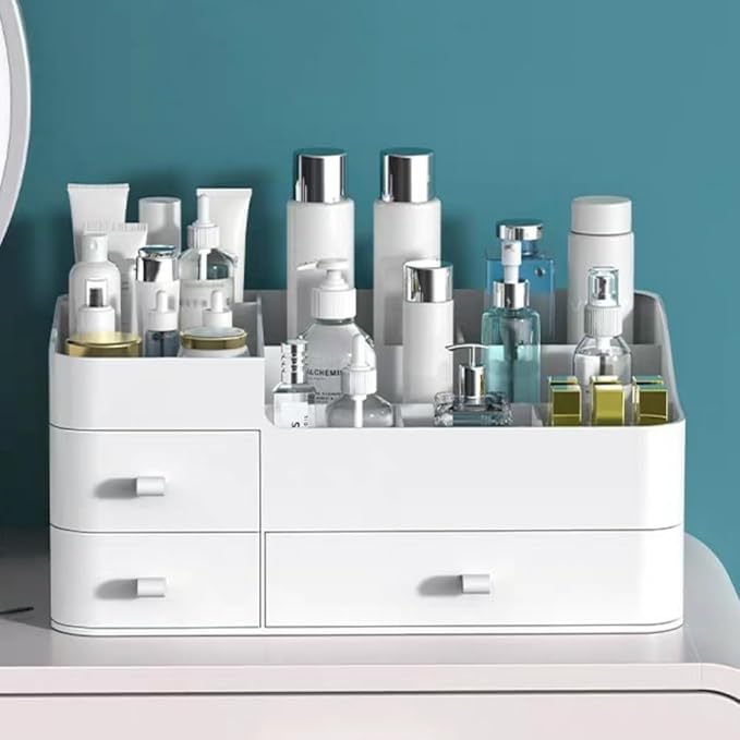 MIUOPUR Makeup Organizer with Drawers, Bathroom Counter Organizer, Plastic Cosmetic Display Case, Large Skincare Storage for Vanity Countertop, Ideal for Bedroom Dresser top and Desktop
