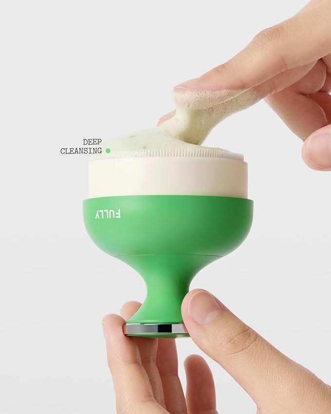 FULLY Pore Cleansing Silicon Brush, Effective Pore Cleaner, Over 2000 Fine Bristle, Unclog Pores, Blackhead Brush, Sebum Remover Tool, Gentle Exfoliator, Pairs with Green Tomato Clay Mask Cleanser