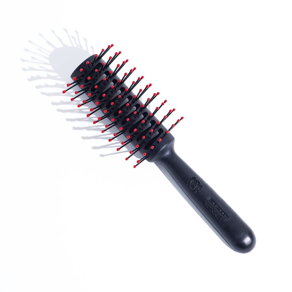 Cricket Static Free Tunnel 9-Row Vented Hair Brush for Blow Drying and Styling - Ideal for Long, Short, Thick, Thin, Curly, Straight, Wavy, and All Hair Types