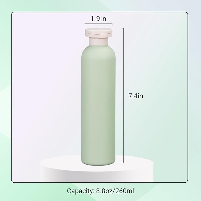 UMETASS Travel Shampoo Bottle, Empty Plastic Squeeze Bottles 8.8oz with Flip Cap, Lotion Container for Toiletries Travel Size Shampoo and Conditioner