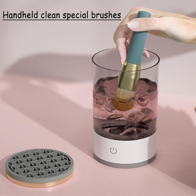 AMYESE Makeup Brush Cleaner, Automatic Makeup Brush Cleaning Machine, 3-in-1 Electric Beauty Brush Cleaner, Air Drying and Dust-proof Organizer, Makeup Brush Tool, Great Gift for Makeup Friends