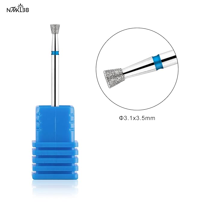 NMKL38 Tapered Diamond Nail Drill Bit Professional Cuticle Remove Tools for Acrylic Gel Nails Dry Manicure Pedicure