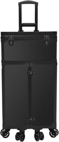 QUEWATSA Rolling Makeup Case Large Storage Cosmetic Trolley, Rolling Lockable Makeup Train Case, Stylist Beauty Salon Cosmetic Luggage Travel Organizer Tool Box