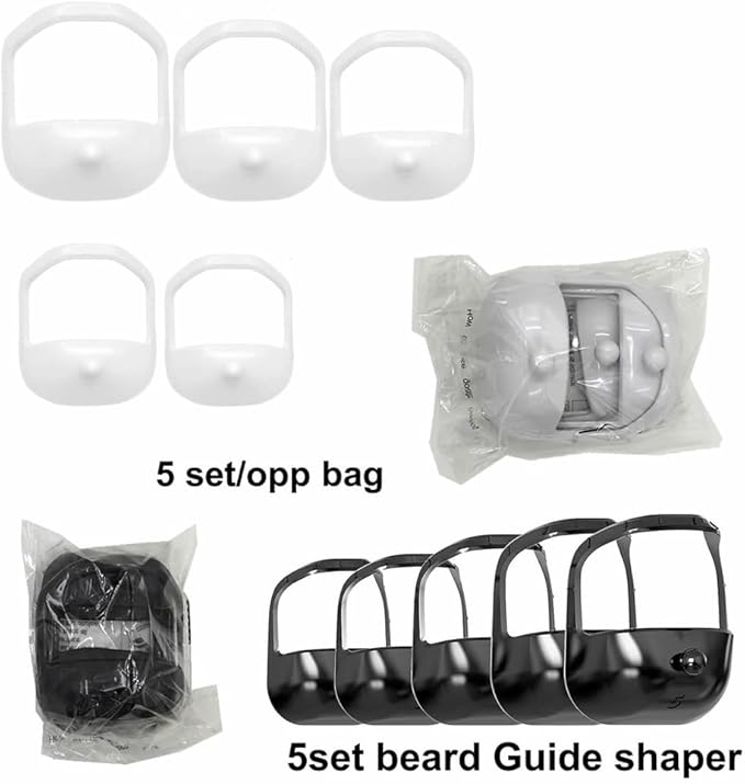 5Pcs Different Shape for Beard,Men's Beard Styling Tools Set,Casual Men's Beauty Care,Men's Beard Trimmer(White)