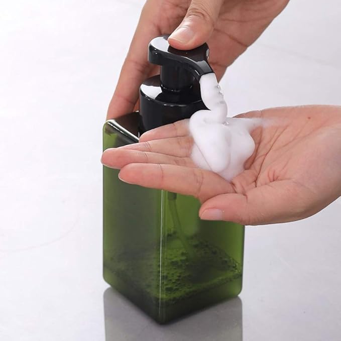 UUJOLY Foaming Soap Dispenser, 250ml (8.5oz) Refillable Pump Bottle for Liquid Soap, Shampoo, Body Wash (2 Pcs) (Small Green)