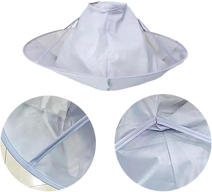 Hair Cutting Capes for Men, Umbrella Barber Cloak Cape for Home & Salon Use, Anti-static, Adjustable Neck Size (White)