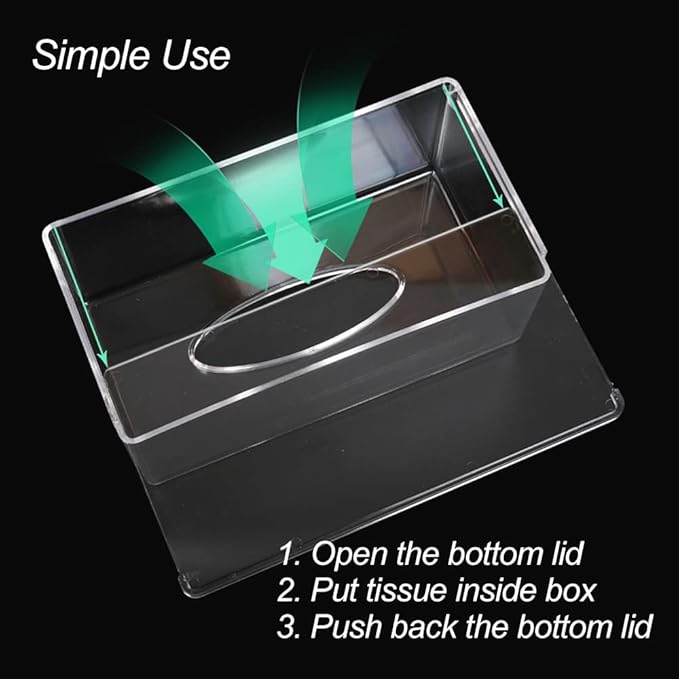 Rectangular Clear Acrylic Tissue Box, Big Box Covers Square, Bathroom Facial Napkin Box Holders, Table Clear Dryer Sheet Dispenser for Bathroom, Kitchen and Cars