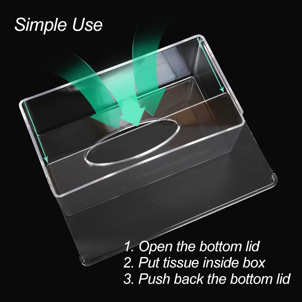 Rectangular Clear Acrylic Tissue Box, Big Box Covers Square, Bathroom Facial Napkin Box Holders, Table Clear Dryer Sheet Dispenser for Bathroom, Kitchen and Cars
