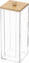 GUSHBIN Acrylic Clean Pad Storage Box Vertical Cotton Pads Holder Square Makeup Pad Dispenser with Lid Clear Bathroom Countertop Vanity Organizer