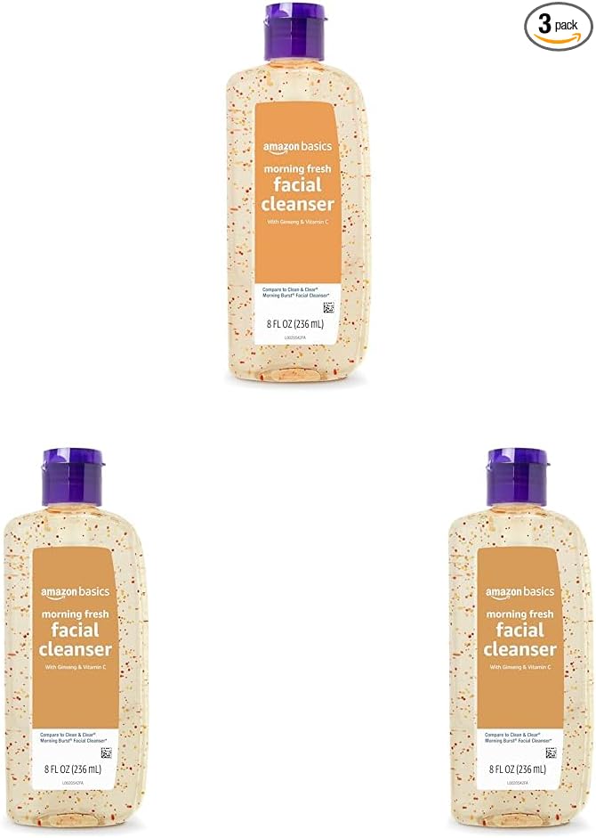 Amazon Basics Morning Fresh Facial Cleanser with Ginseng and Vitamin C, 8 fl oz (3-Pack)