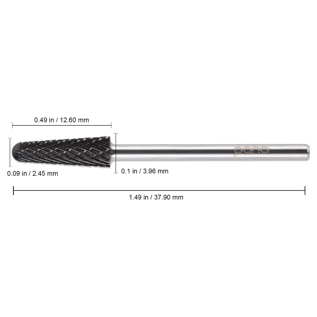 PANA USA Professional 3/32" Shank Size - Cone Shape Carbide Bit - Nail Drill Bit for Manicure Pedicure Tools Dremel Machine (Coarse, DLC Black)