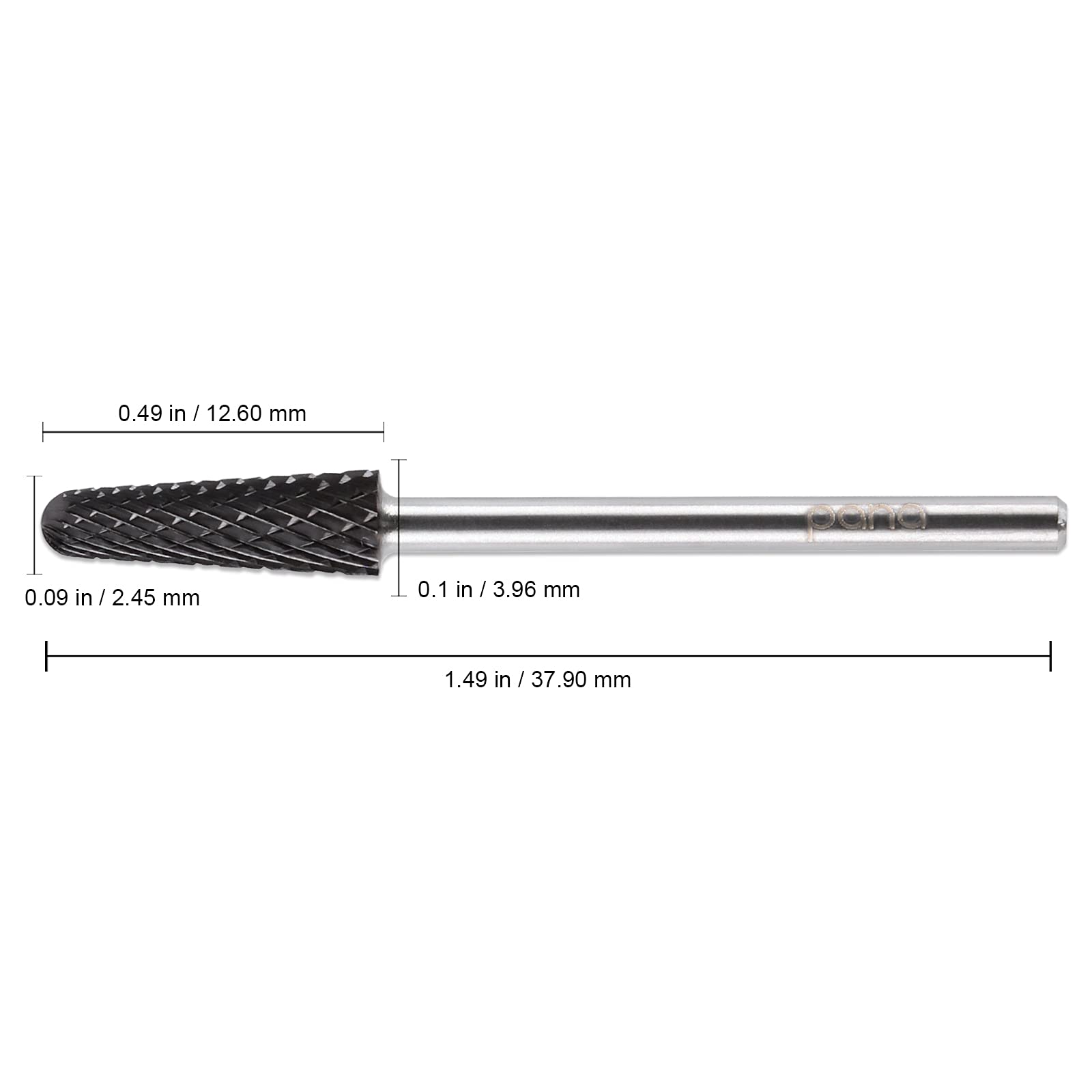 PANA USA Professional 3/32" Shank Size - Cone Shape Carbide Bit - Nail Drill Bit for Manicure Pedicure Tools Dremel Machine (Coarse, DLC Black)