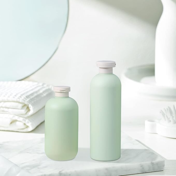 13.5oz Squeeze Bottles with Flip Cap, Refillable Plastic Travel Bottles for Creams, Lotion, Shampoo, Conditioner (2 Pcs)