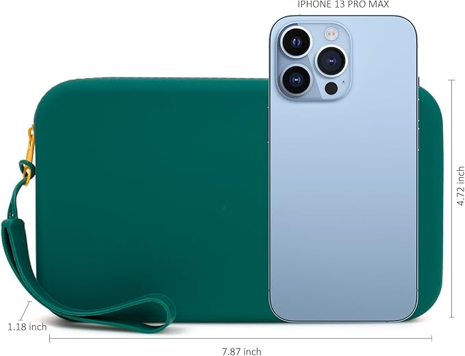 FFpaw Silicone Large Makeup Bag, Travel Toiletry Bag For Women Big Makeup Bag Organizer Portable Cosmetic Bag Zipper Pouch Purse Waterproof Makeup Storage Bag (Medium Green)