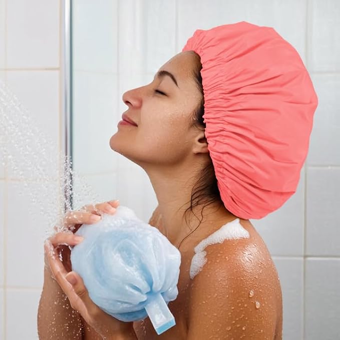 Edoneery Reusable Shower Caps for Women, Waterproof Long Hair Bonnet