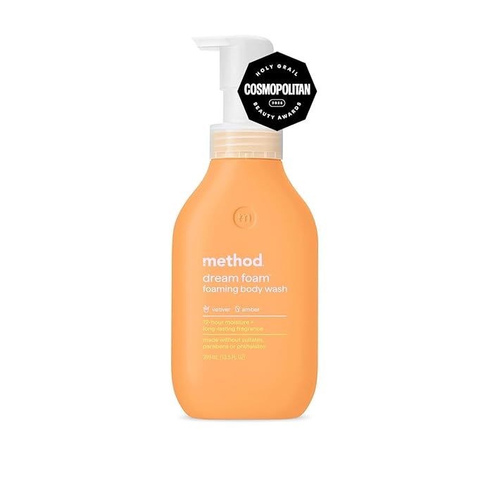 Method Dream Foam Foaming Body Wash Variety Pack – Jasmine + Sandalwood, Sea Spray + Salt Air, Vetiver + Amber, White Flower + Tuberose (4 Scents, 13.5 oz Each)