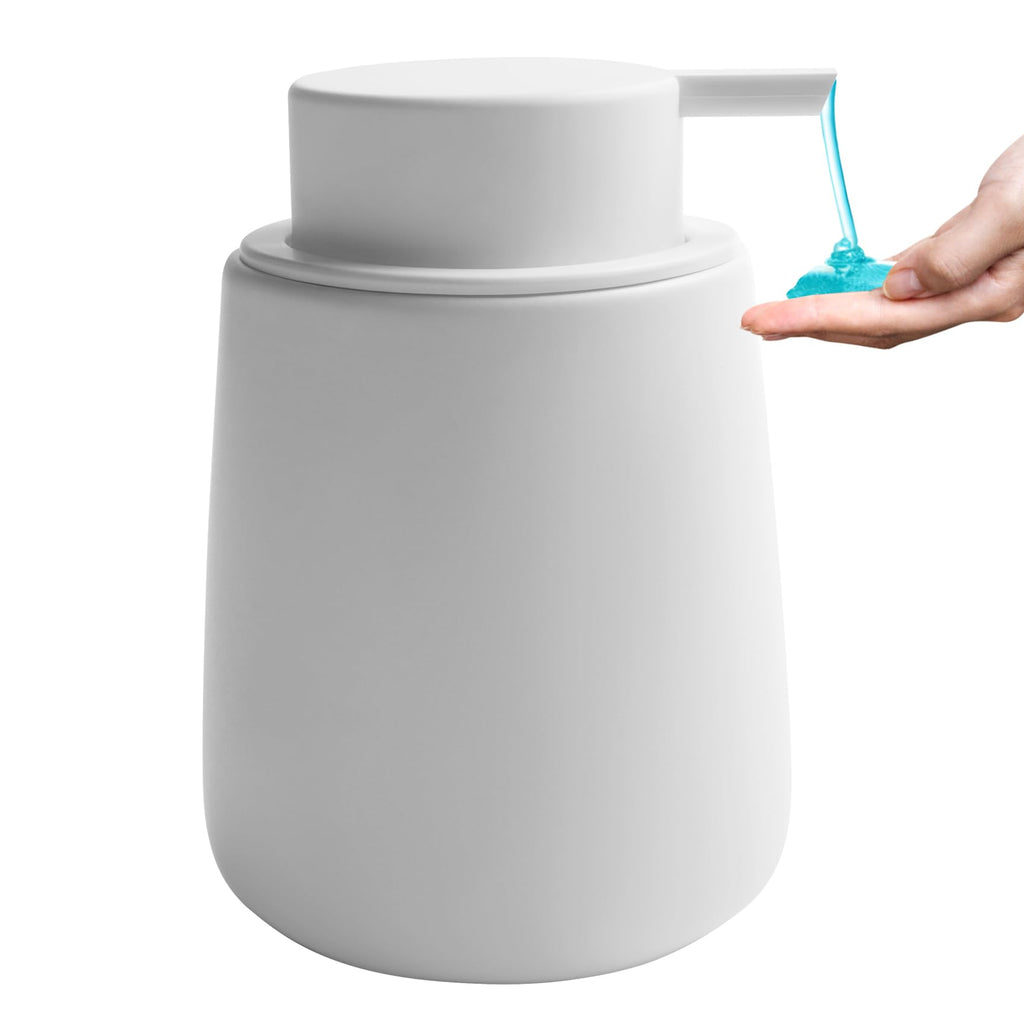 TOOZFO Soap Dispenser Ceramic with Easy-to-Press Pump Hand Lotion Liquid Dispenser for Shampoo Bathroom Kitchen 12 oz White