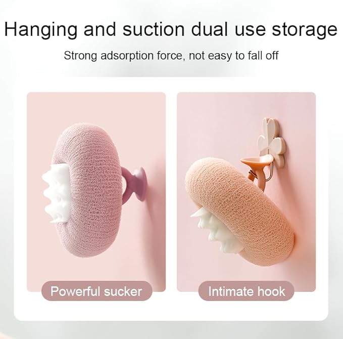Bath Sponge, Suction Cup Bath Ball Body Scrubber, 2026 Upgraded 2-in-1 Sunflower Ball Exfoliating Bath Sponge Cleaning Brush, Mesh Shower Body Sponge Accessories for Women, Men Shower (3 Color)