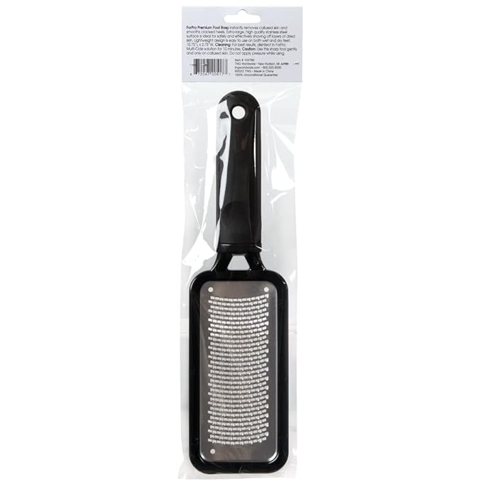 ForPro Professional Collection Premium Stainless Steel Foot Rasp, Colossal Foot File & Callus Remover, Instantly Removes Calluses & Smooths Cracked Heels, 10.75" L x 2.75" W, Black