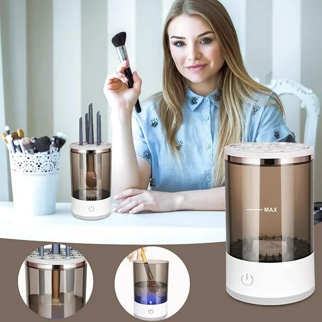 Beauty Swirl Cosmetic Brush Cleaner, Makeup Brush Cleaner, The Cozy Luna Brush Cleaner, Electric Makeup Brush Cleaner Machine for Deep Cleaning All Size Makeup Brus (1PC Transparent)