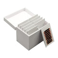 Acrylic 10 Layers Eyelases Extension Storage Box, Grafting Eye lashes Close-Packed Display, Makeup Organizer False Eyelashes Glue Pallet Holder with 10 Pallets (White without Eye)