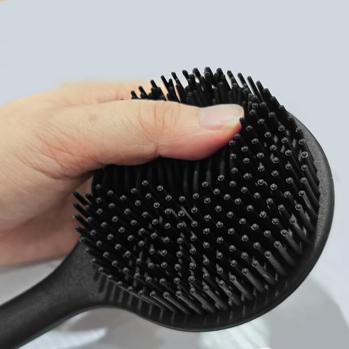 Silicone Back Scrubber for Shower Body Brush with Long Handle Double Sided Bath Exfoliating Massage Brushes Men Women (Black)