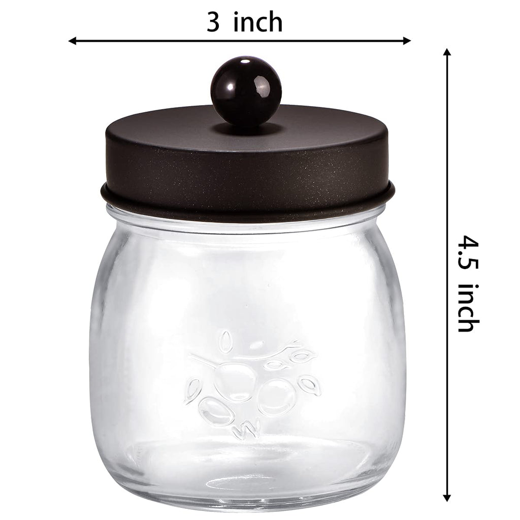 SheeChung 6 Pack Glass Mason Jar Qtip Holder, Bronze Stainless Steel Lids