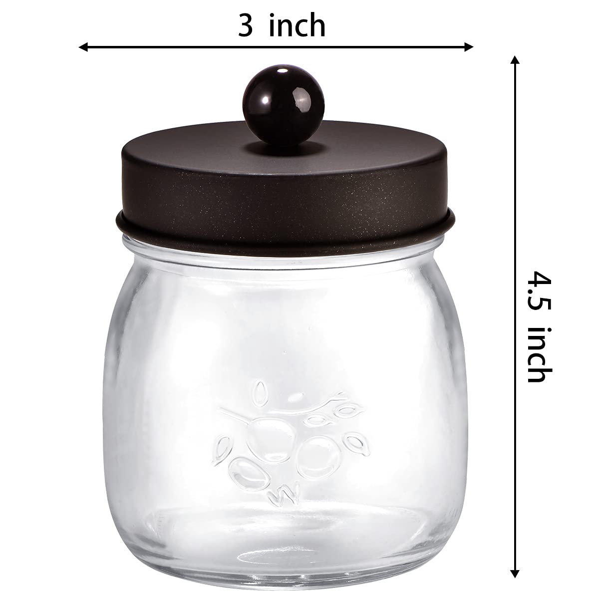 SheeChung 6 Pack Glass Mason Jar Qtip Holder, Bronze Stainless Steel Lids