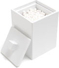 Joitsvia Bathroom Qtip Holder, Resin Cotton Swab Holder with Lid Qtip Holder Dispenser for Cotton Ball Bath Salts Storage Christmas Birthday Anniversary, Matte White